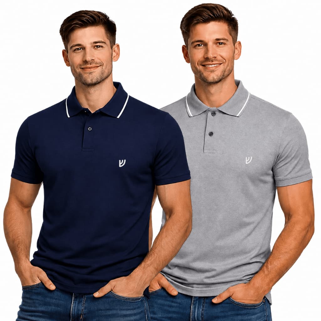 Kit 2 Camisa Polo Masculina e Unidade Premium 100% Algodão