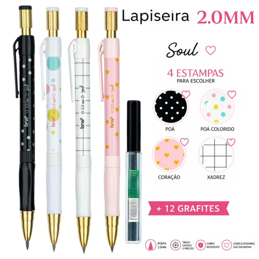 Lapiseira Soul Estampada + 12 Grafites 2.0mm BRW