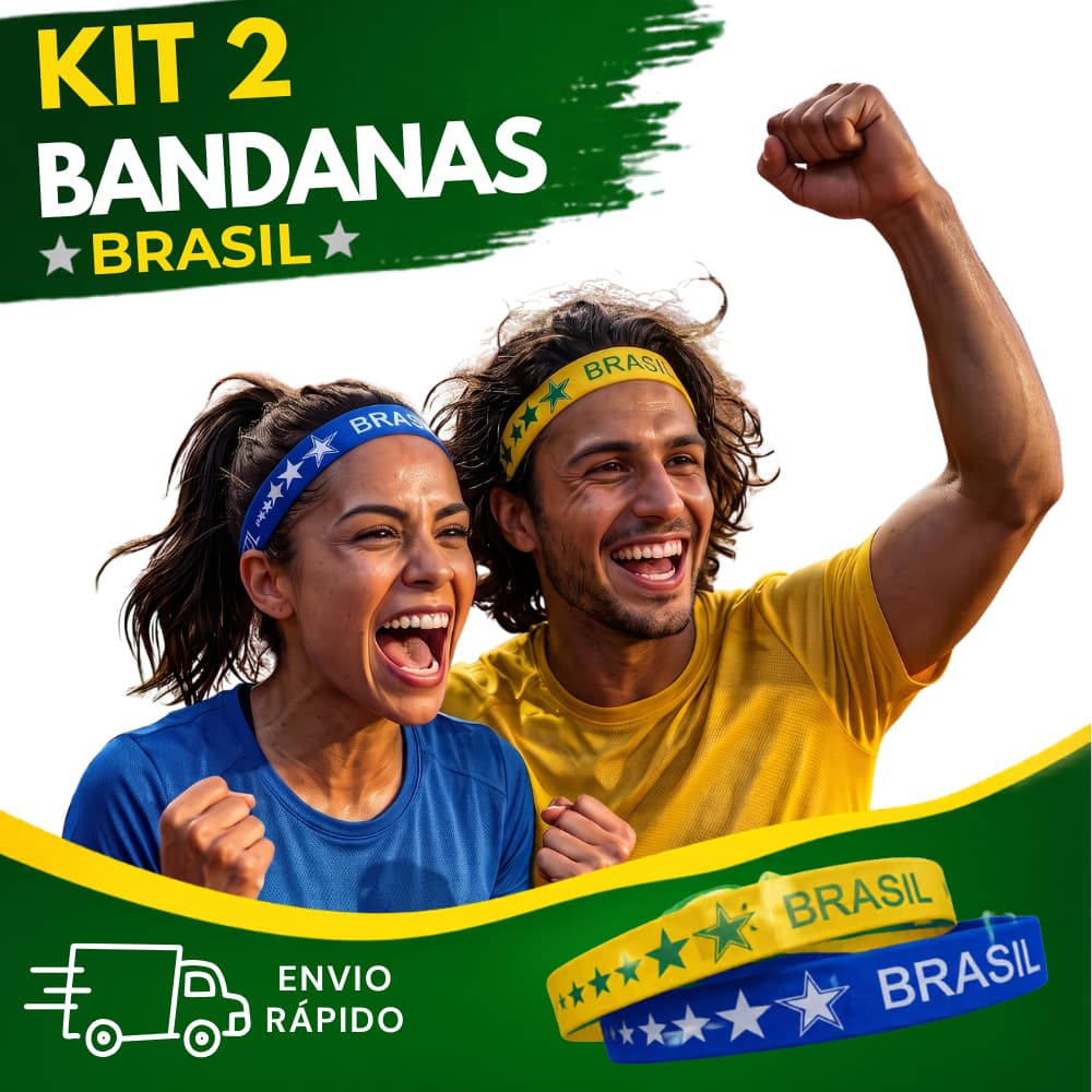 Faixa de Cabelo Copa do Mundo Verde Amarelo Azul Kit Copa