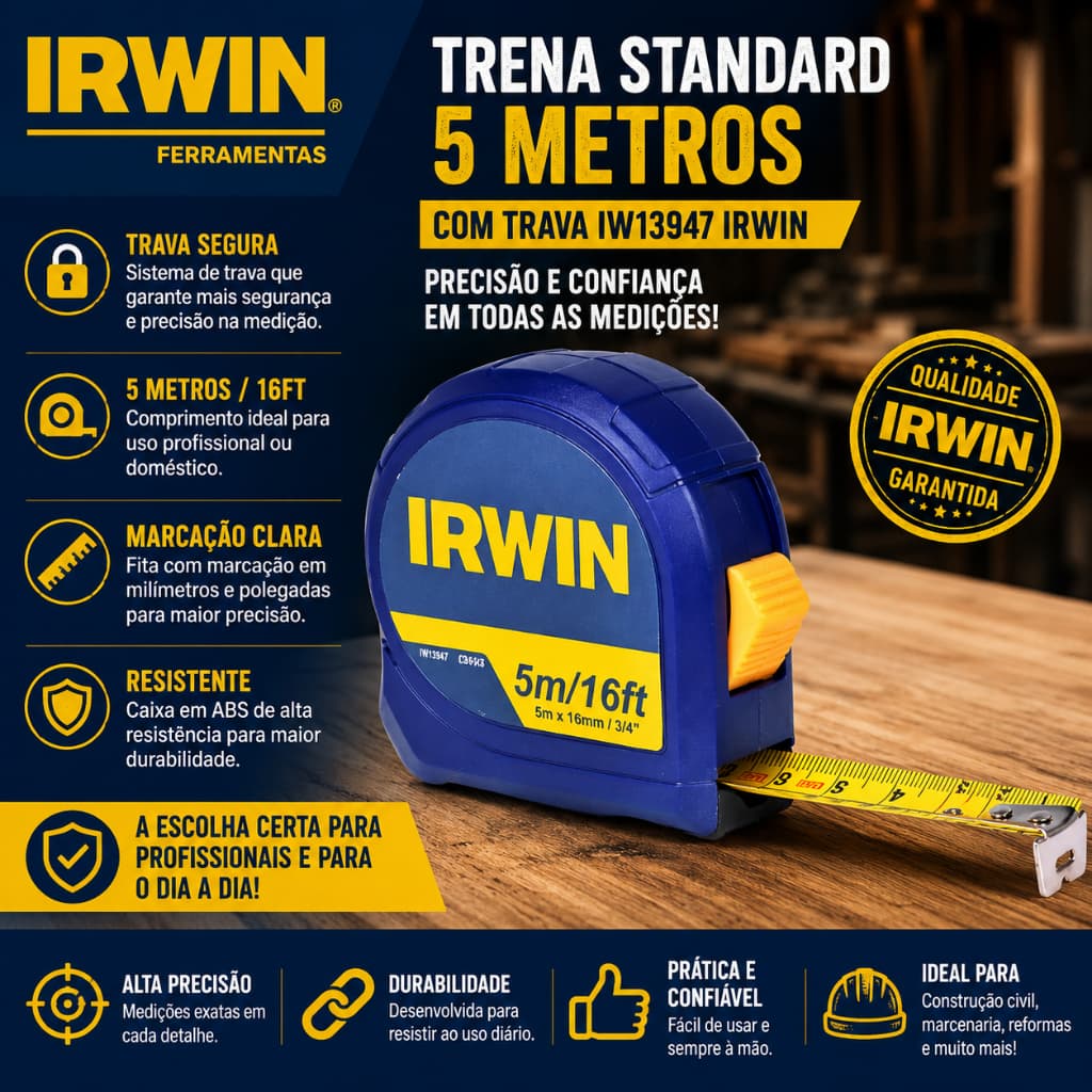 Trena Standard 5 Metros Com Trava Iw13947 Irwin