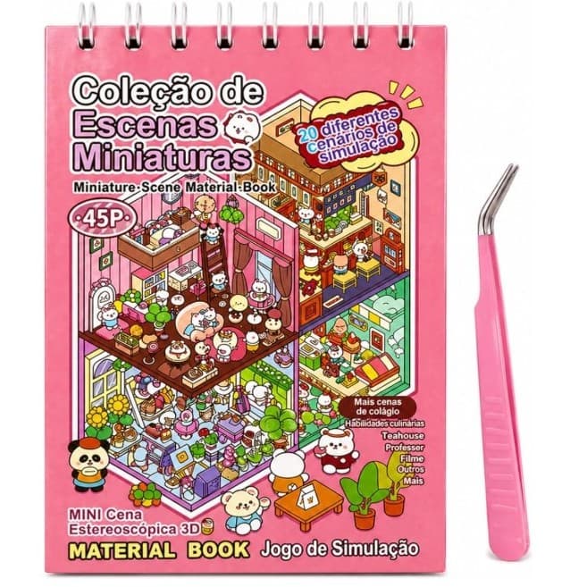 Livro Cenários Infantil Adesivo Reutilizáveis Educativo - Roxo ou Rosa