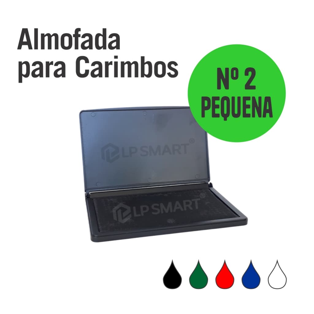 Almofada para Carimbo Carimbeira Nº2 Pequena 9x5cm Preta Verde Vermelha Azul Sem Tinta
