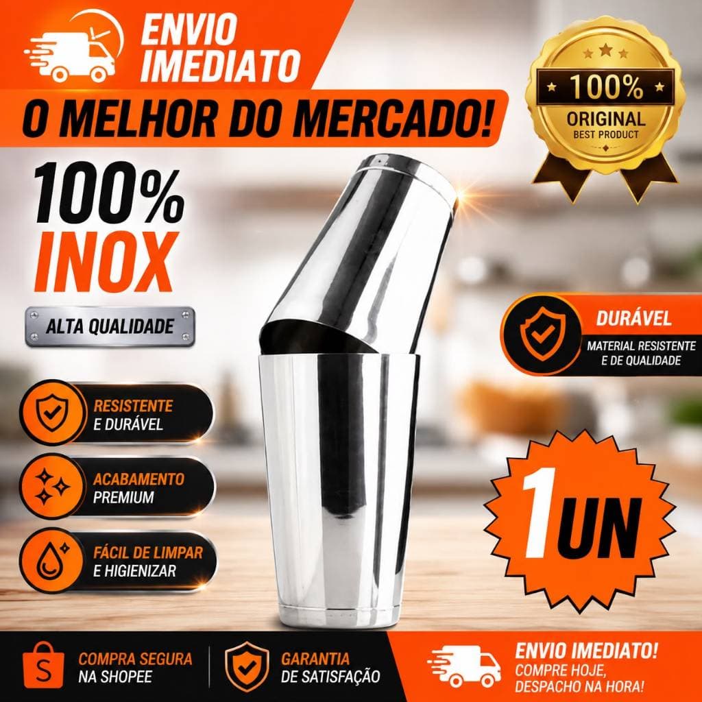 KIT 01 ou 02 Coqueteleira 100% Inox Para Drinks Coquetéis Caipirinha