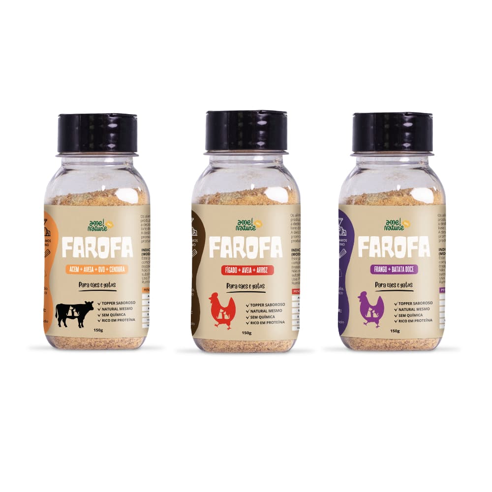 Kit 3 Saborizante Pet 100% Natural Para Cachorro e gato de Carne Bovino Frango e Figado Ame Nature