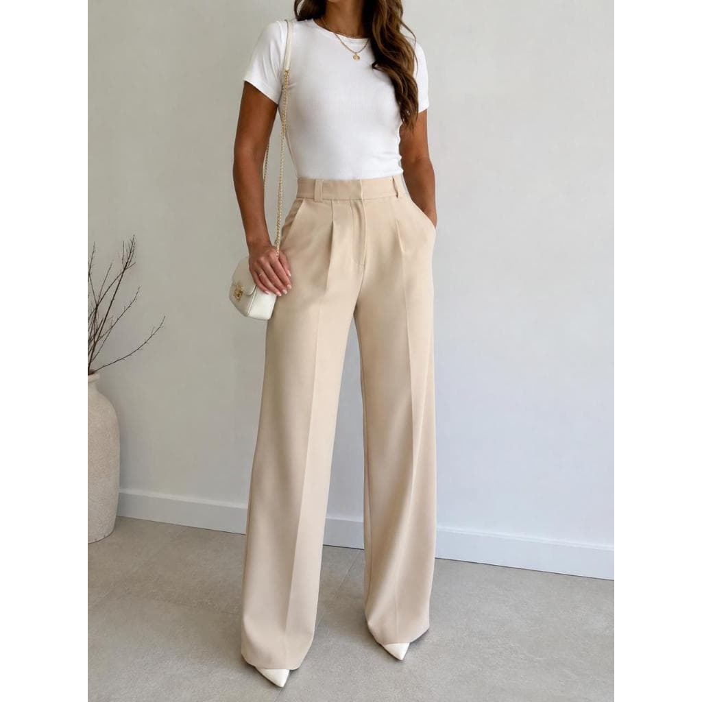 Calça Pantalona Alfaiataria Feminina com Cintura Alta e Conforto