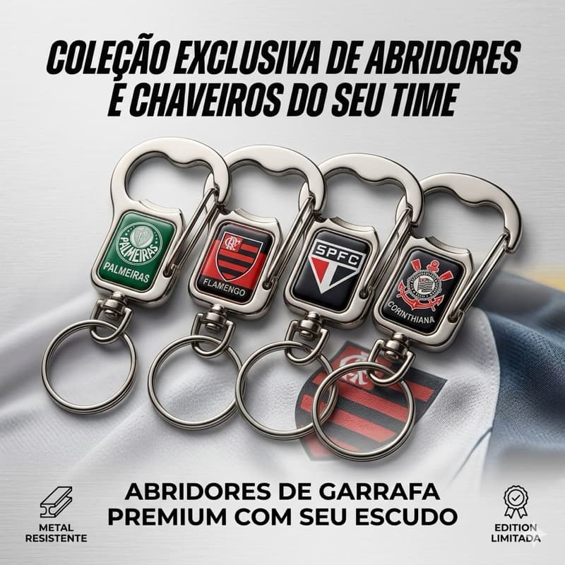 Chaveiro de Times-Abridor Metal Resistente e Durável