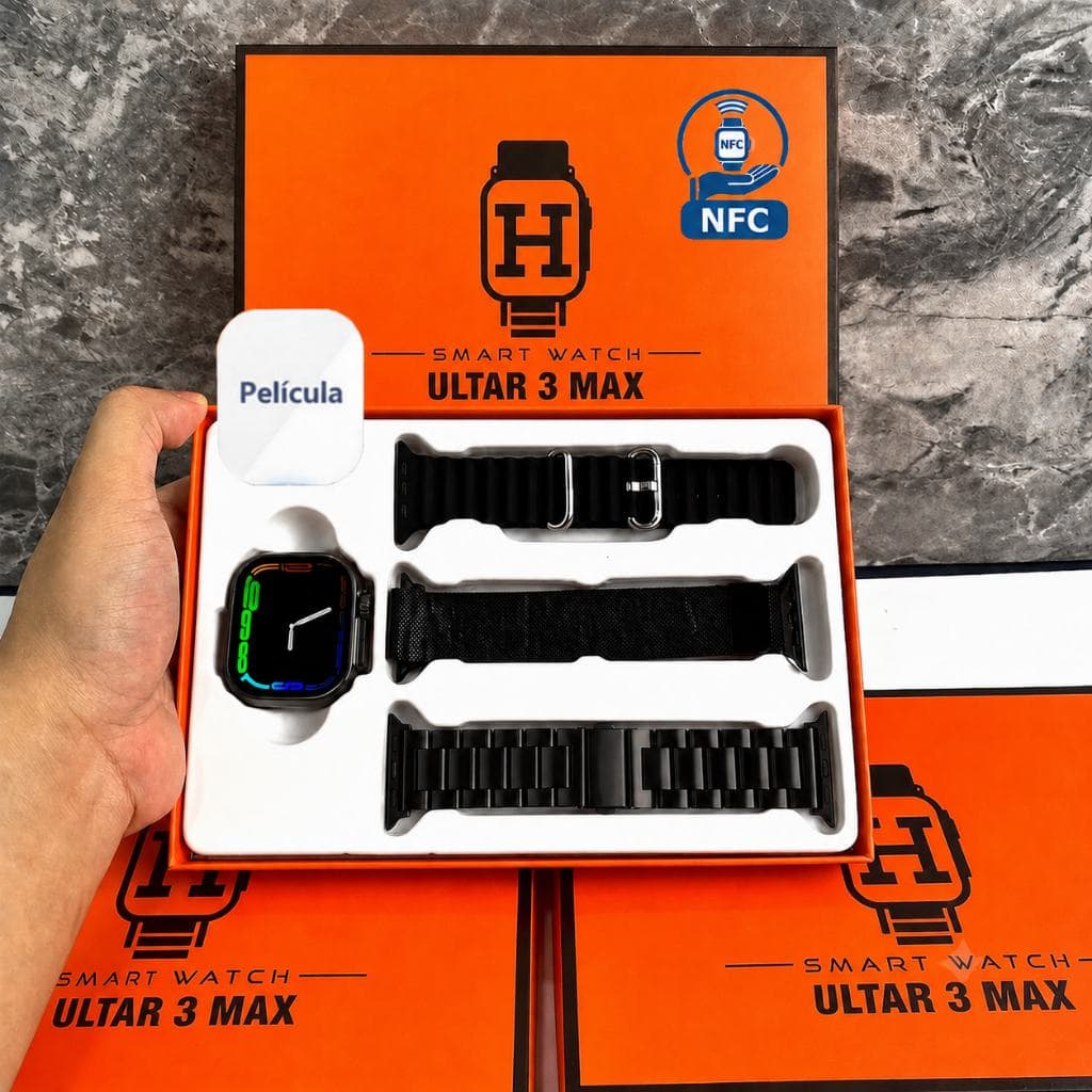 2026 Novo Fashion Ultra 3MAX 2.01 inches Smart Watch Três Tipos De Pulseiras Esportivas iOS Android
