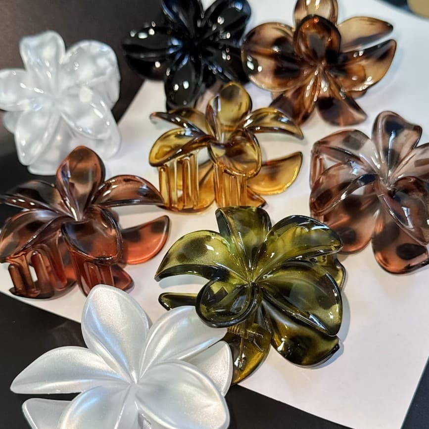 Plumeria Acrílica Vintage Flor De Grampos De Cabelo Clipes Barrettes Headwear Acessórios