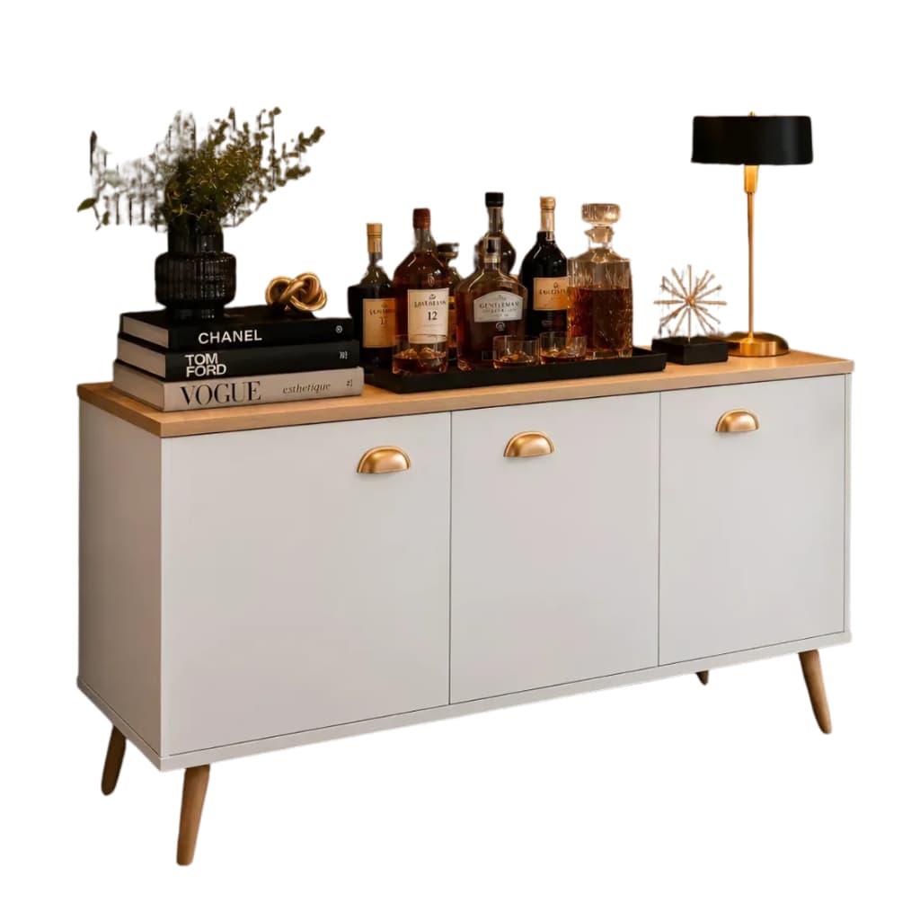 Buffet Aparador Cantinho Do Café Estilo Industrial Para Sala Freijó Luxo