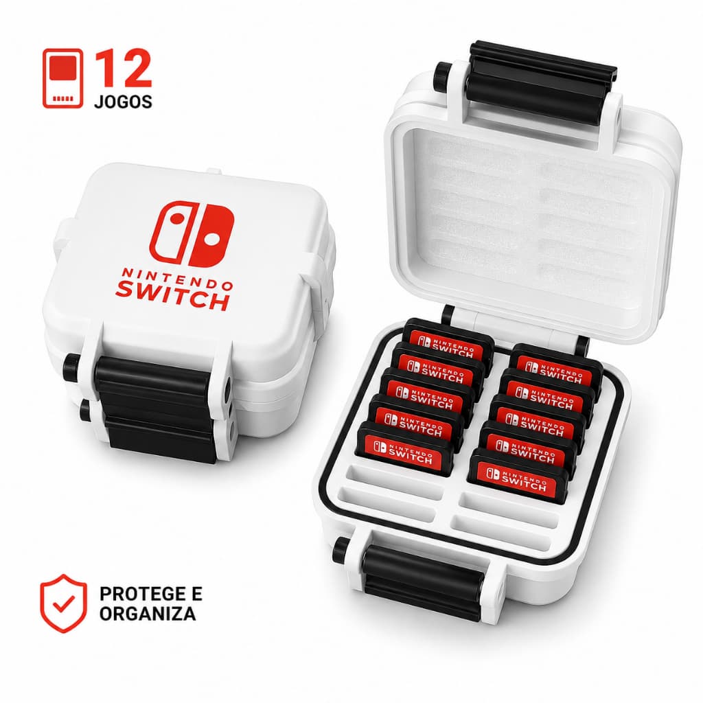 Estojo Porta Cartuchos Nintendo Switch 12 Jogos | Case Premium Gamer Impressão 3D | Organizador Switch
