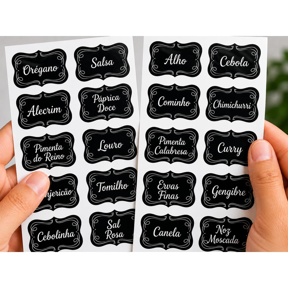 Kit 50 Adesivos Porta Temperos Condimentos Etiquetas Cozinha