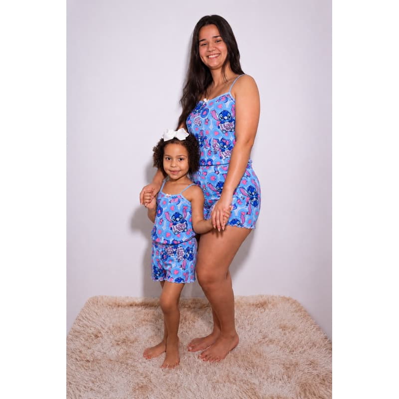 KIT BABY DOLL MAE E FILHA CONFORTO PIJAMA ESTAMPADO INFANTIL PERSONAGENS