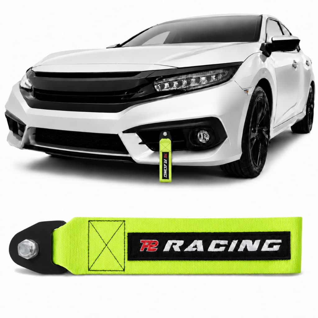 Tow Strap Hook Cinta de Reboque  com Engate Parafusado - Verde Fluorescente