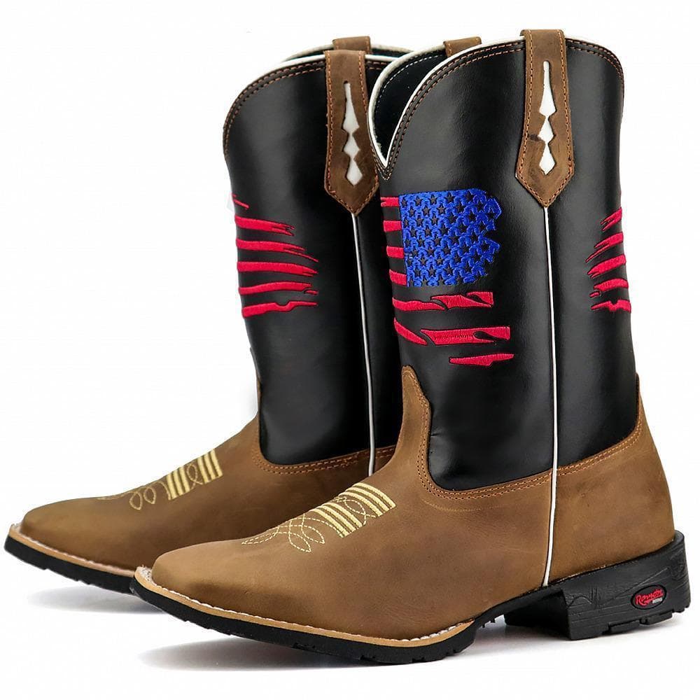 Bota Usa Masculina Botina Cowboy Reforçada Couro Texana Confortável