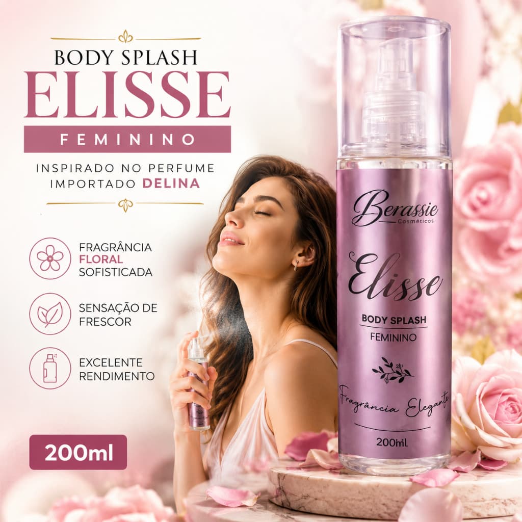 Body Splash Feminino Inspirado no Perfume Delina 200ml Fragrância Floral Importada