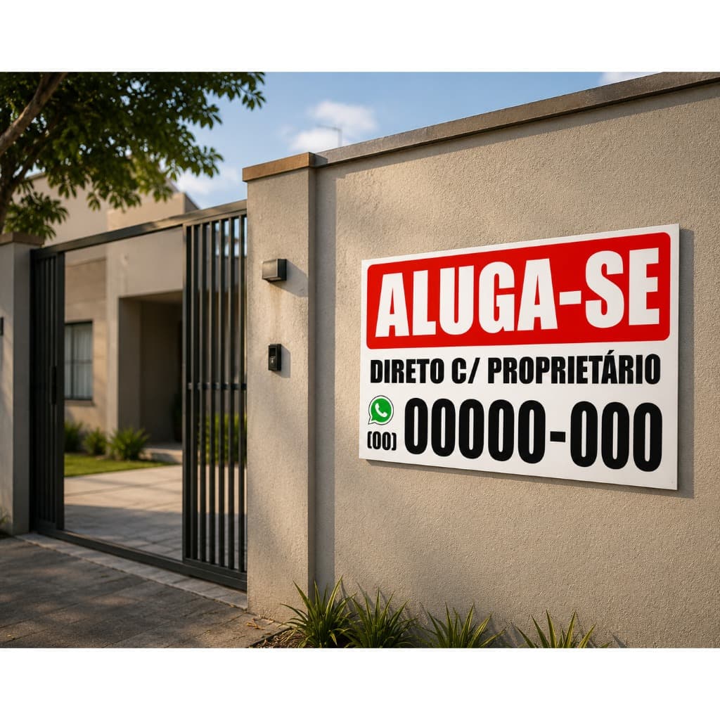 Placa Vende-se ou Aluga-se Personalizada Imóvel Casa Terreno Apartamento