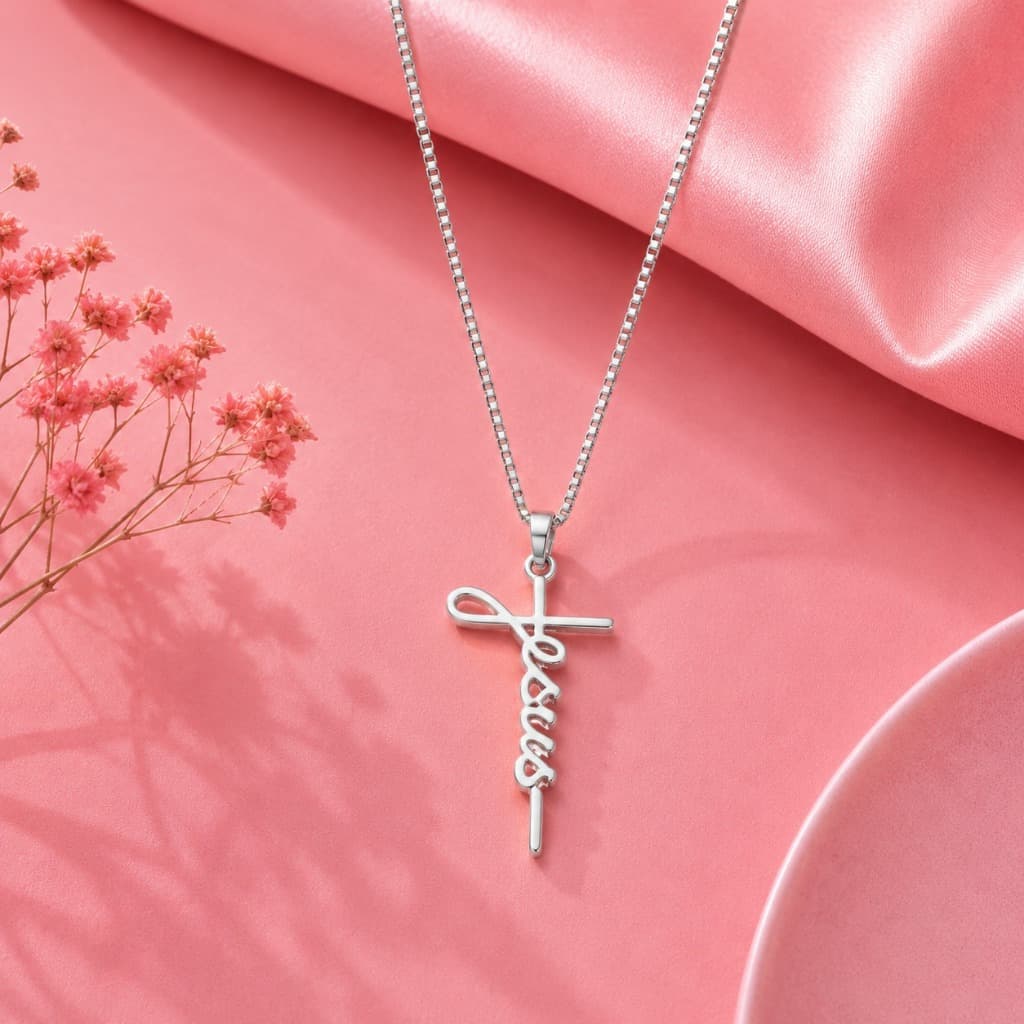 Corrente Veneziana com Pingente Jesus em Prata 925