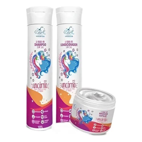 Kit Capilar Unicórnio Belkit Tratamento Completo 3 Itens