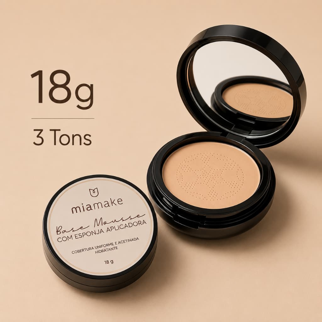 Base Facial Mia Make 18g BB Cream Corretivo Cobertura Uniforme com Esponja