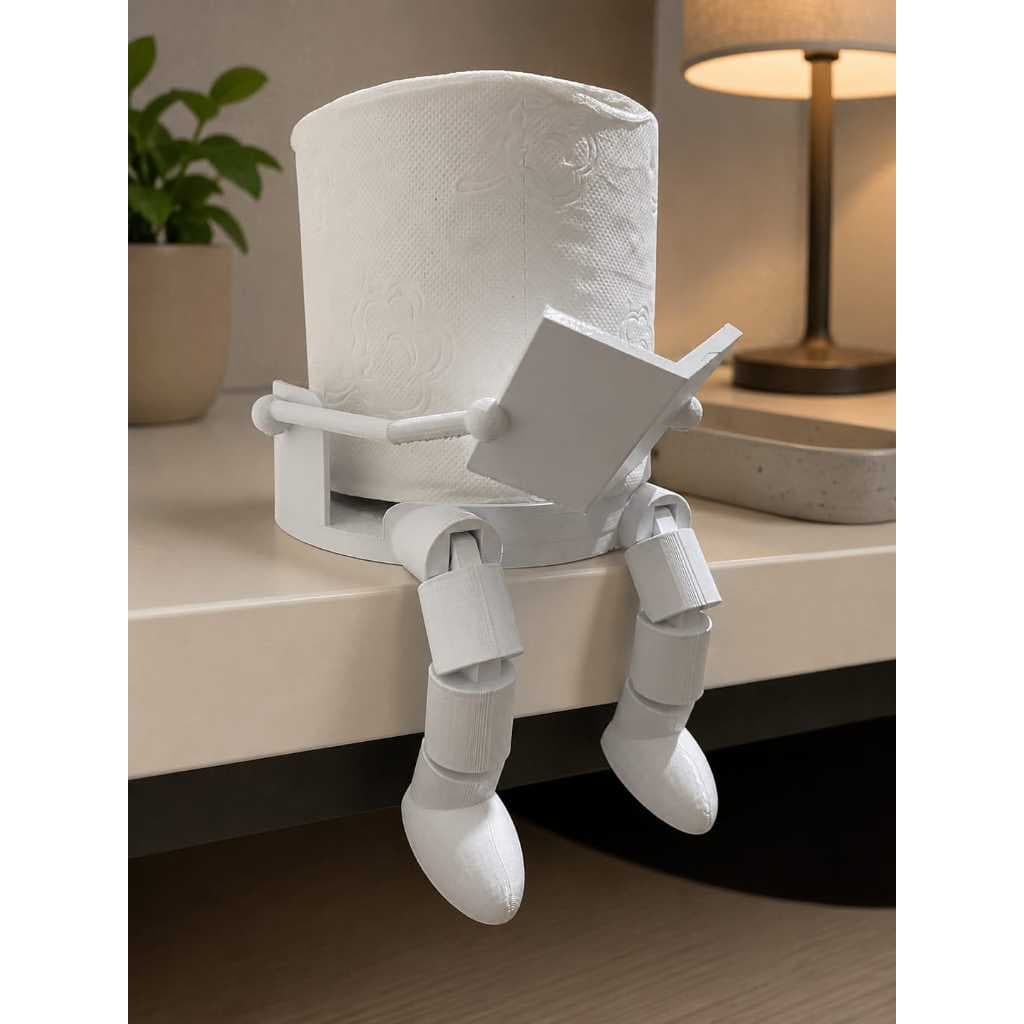 Suporte para papel higienico moderno leitor com perninhas articuladas decorativo banheiro