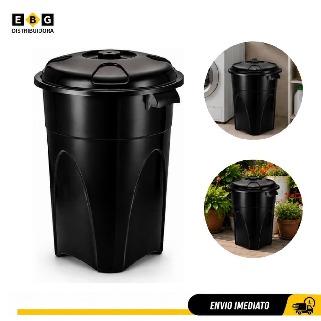 Cesto De Lixo 100 Litros Com Tampa Cestão Lixeira Para Empresa Industria Casa Cozinha Reforçado