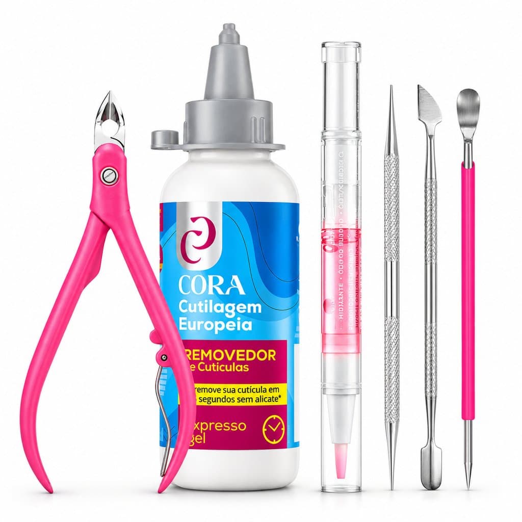 Kit Manicure Profissional Alicate Removedor Cutículas Caneta Óleo Espátulas