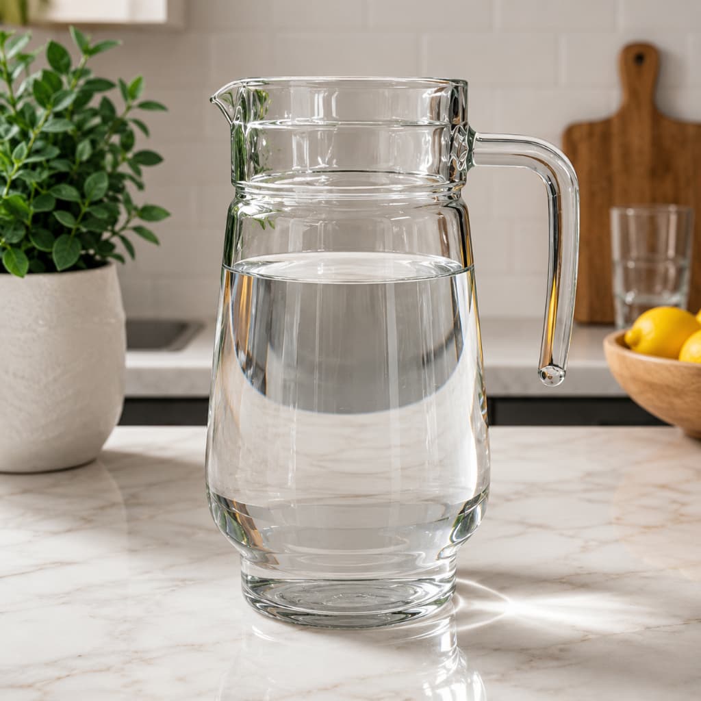 Jarra de Vidro 1,6L com Tampa Plástica Transparente Resistente para Água, Suco e Bebidas