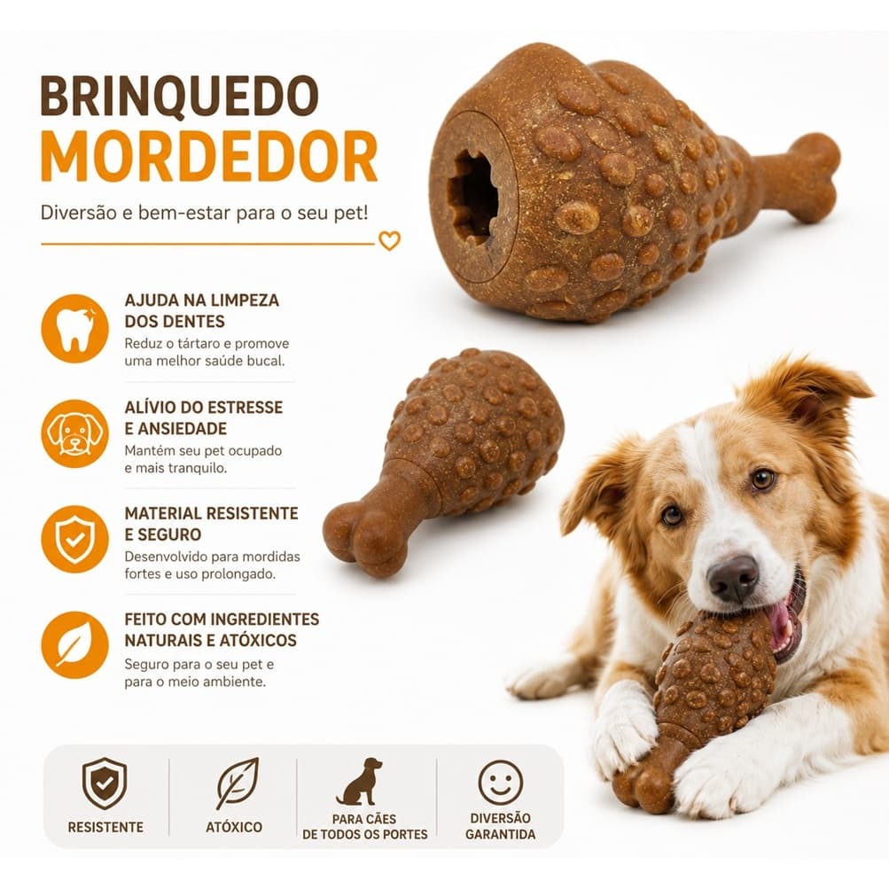 Mordedor resistente porta petistco - Coxa de Frango interativo - Premium - Envio Imediato