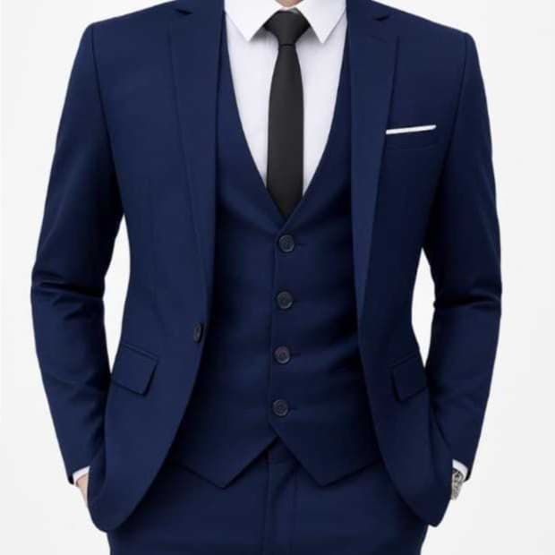 Terno Masculino Slim Azul Marinho Completo (Palitó + Calça + Colete) - MELHOR PREÇO DIRETO DA FABRICA