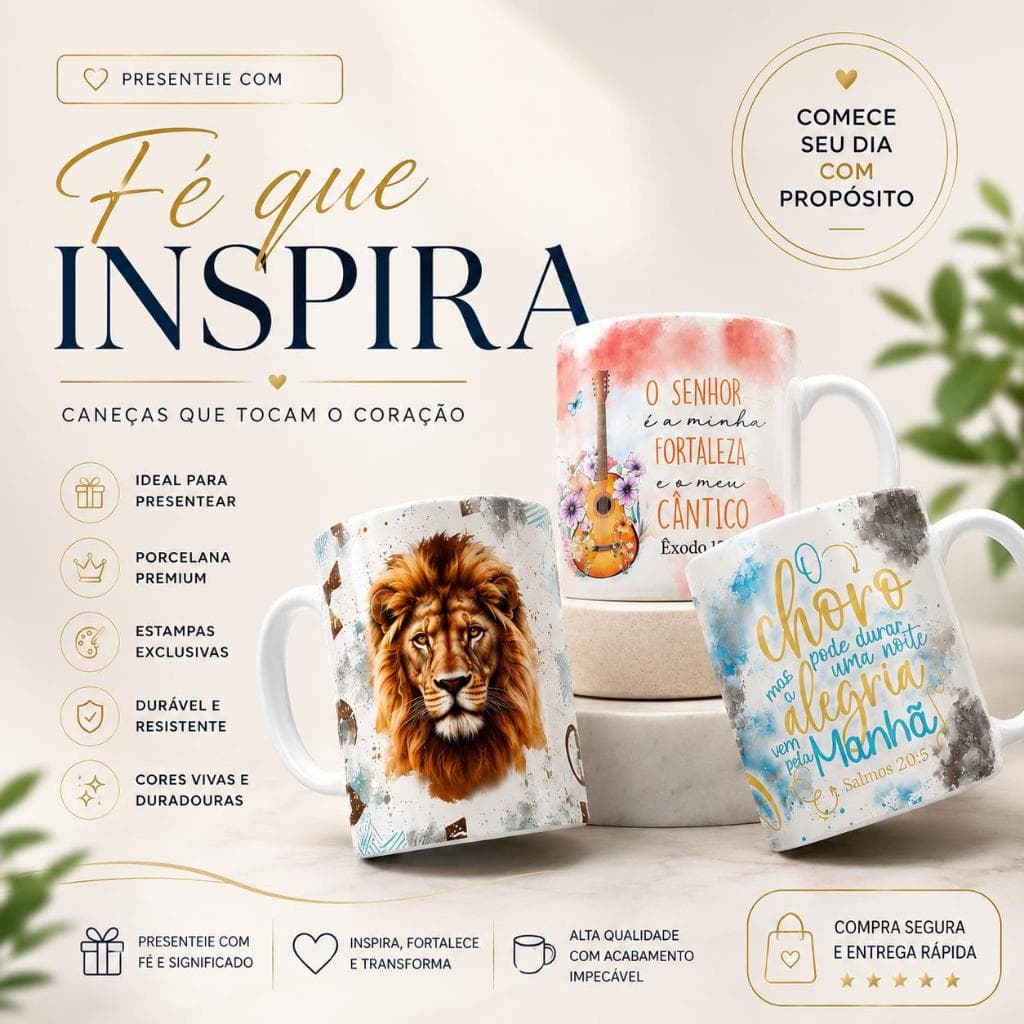 Caneca Personalizada Leão De Judá Gospel Cristã Evangélica Jesus Presente