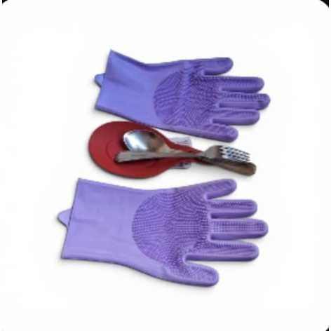 Kit Cozinha Inteligente 2 em 1 – Par de Luvas de Silicone para Lavar Louças + Suporte Escorredor de Talheres | Evite Pin