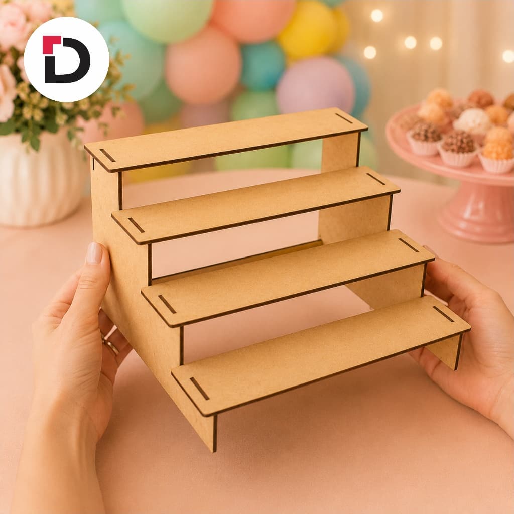 Escadinha Expositora Para Decoração De Festas Para Doces Em MDF - Decoração Porta Guloseimas Festa