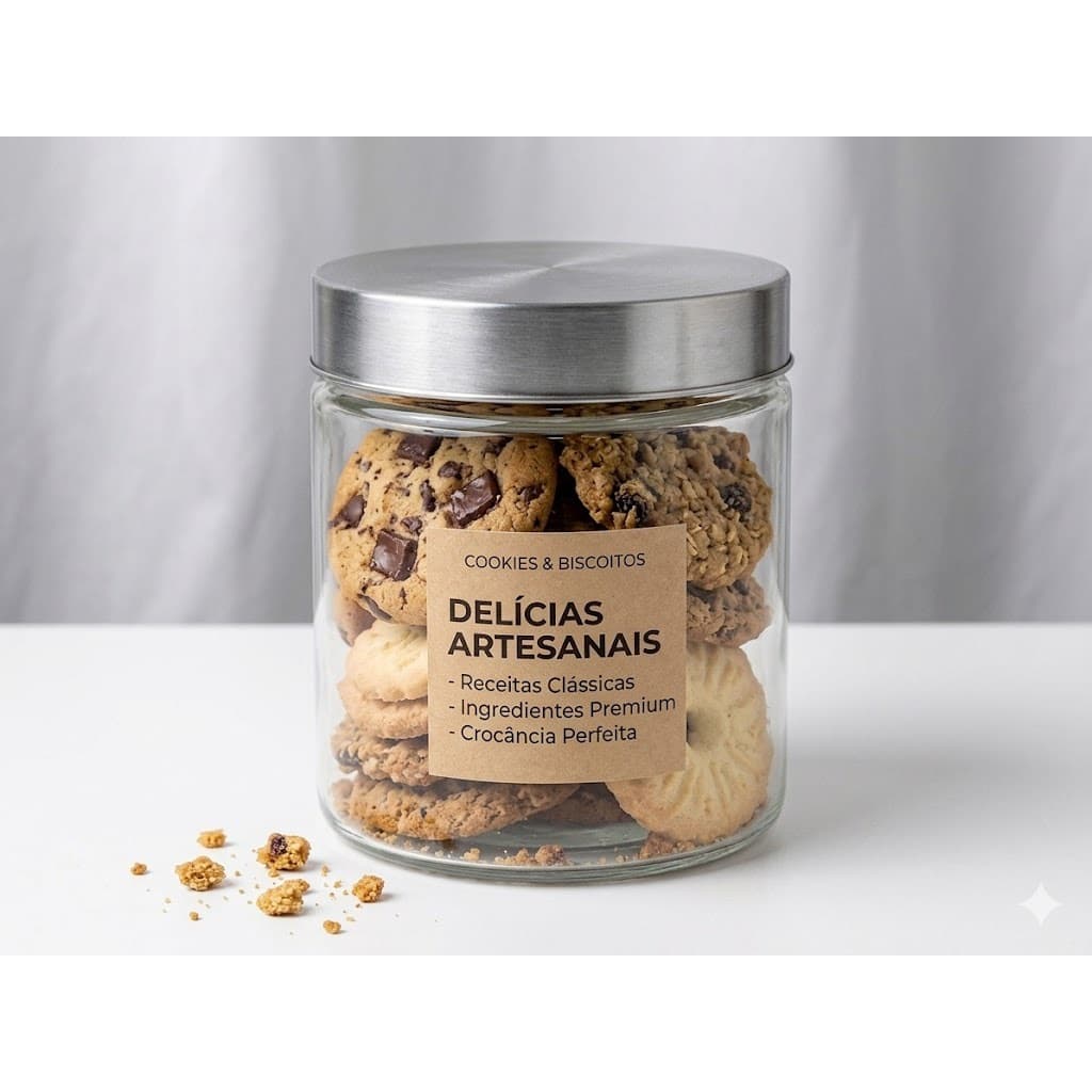 Pote de Redondo de Vidro Hermético  com Tampa  de Alumínio  900ml