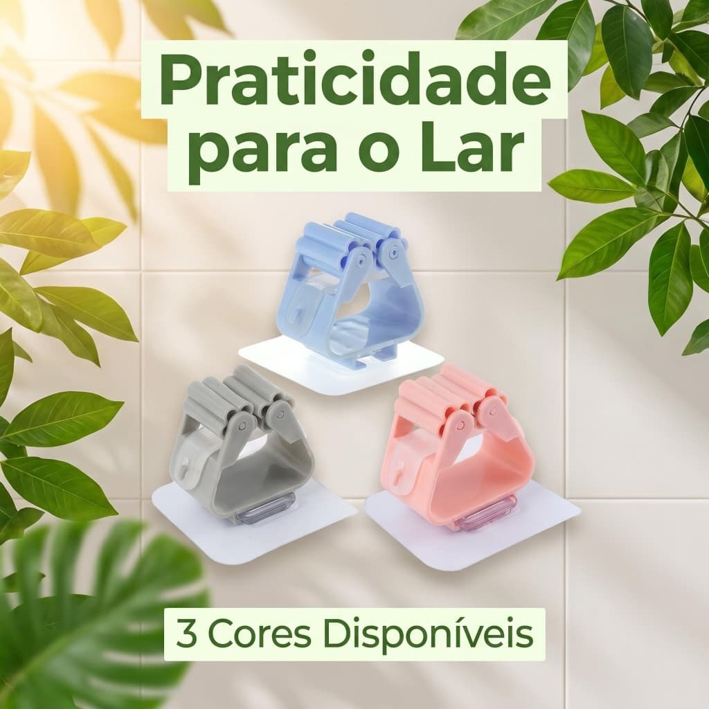 Gancho Antiderrapante para Vassouras Organizador de Parede Resistente com Fita 3M