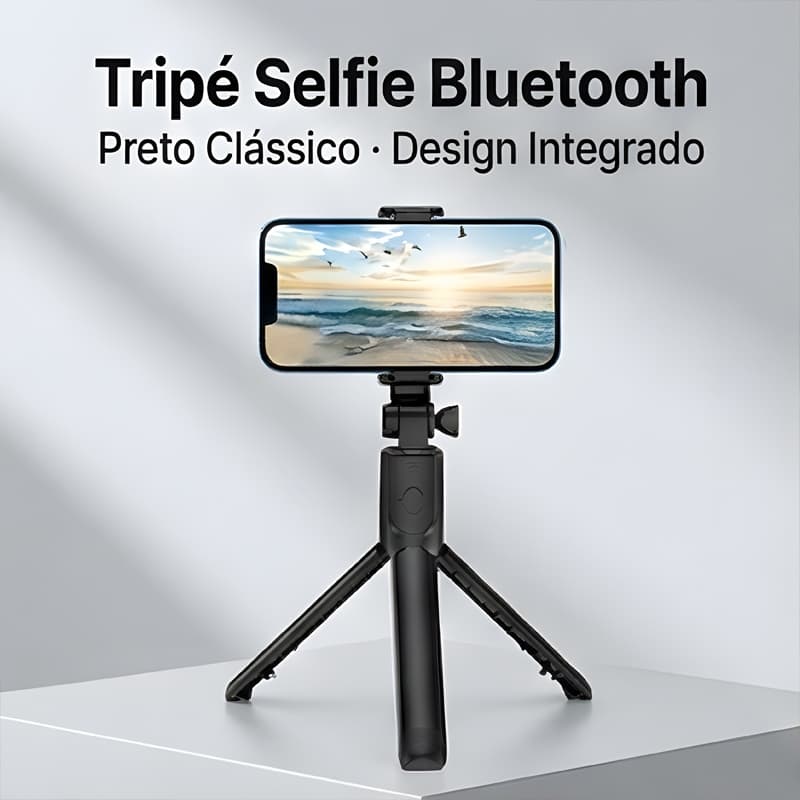 Tripé Selfie Bluetooth  para Fotos e Vídeos com Estabilidade e Portabilidade