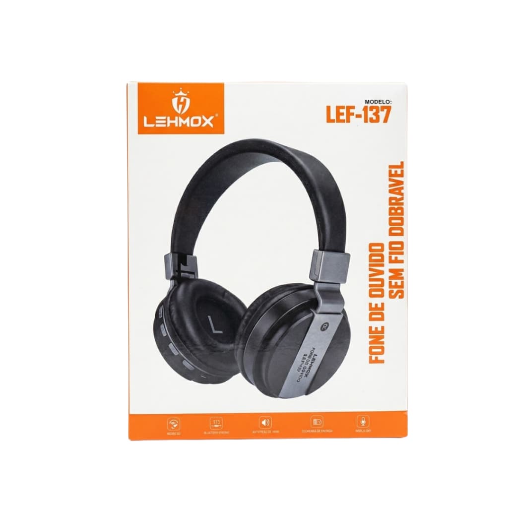 Fone de Ouvido Headphone Lehmox LEF-137 Bluetooth Com Radio FM