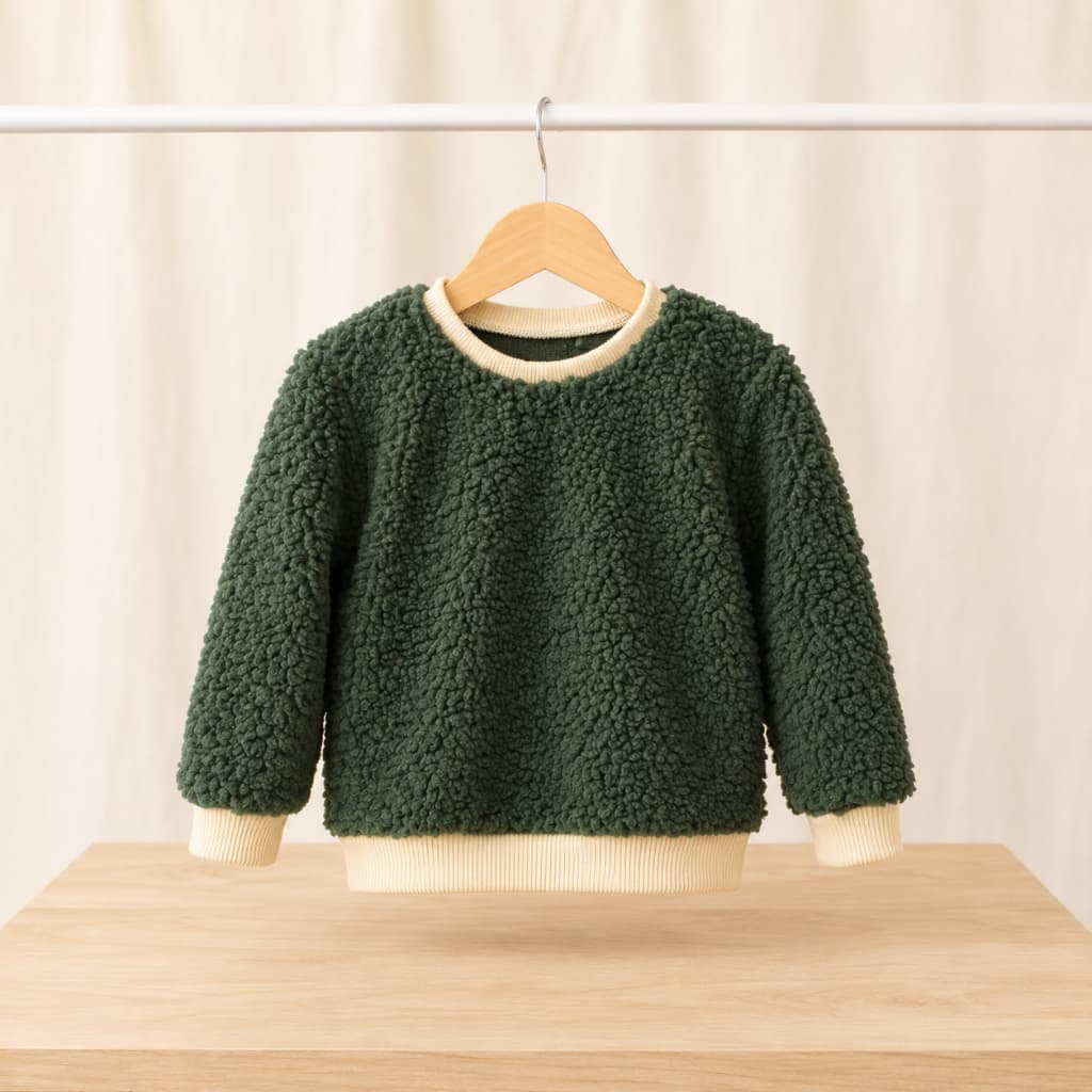 Blusa Infantil Pelúcia Manga Longa verde musgo Moda kids**&