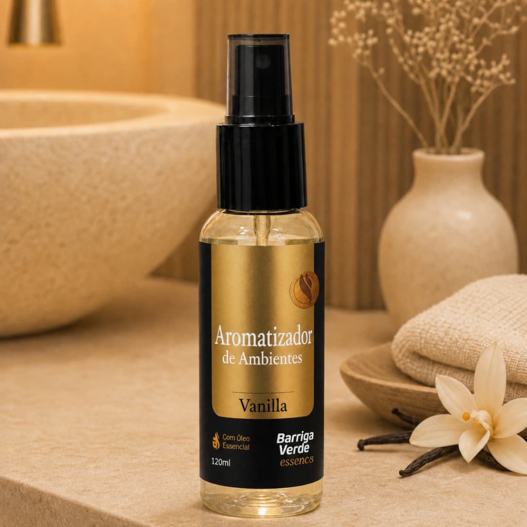 Aromatizador de Ambiente Essência Baunilha 120ml com Óleo Essencial Ambientes Internos