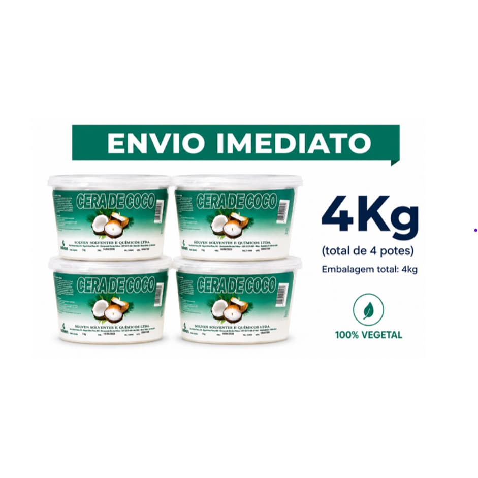 Kit 4kg Cera de Coco Solven 100% Vegetal Vegana Para Produção de Velas Aromáticas Artesanais