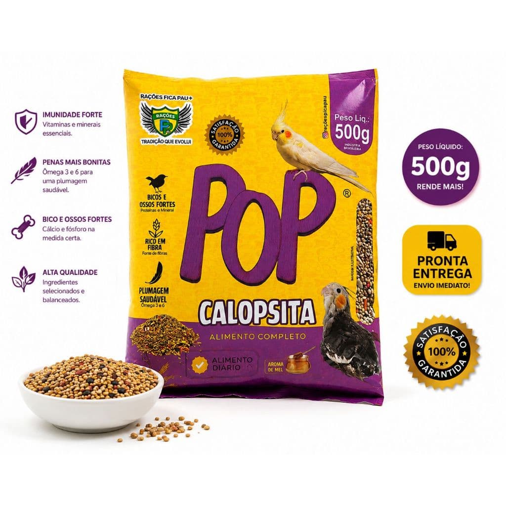 Ração Calopsita 500G Mix Sementes Premium com Mel e Própolis