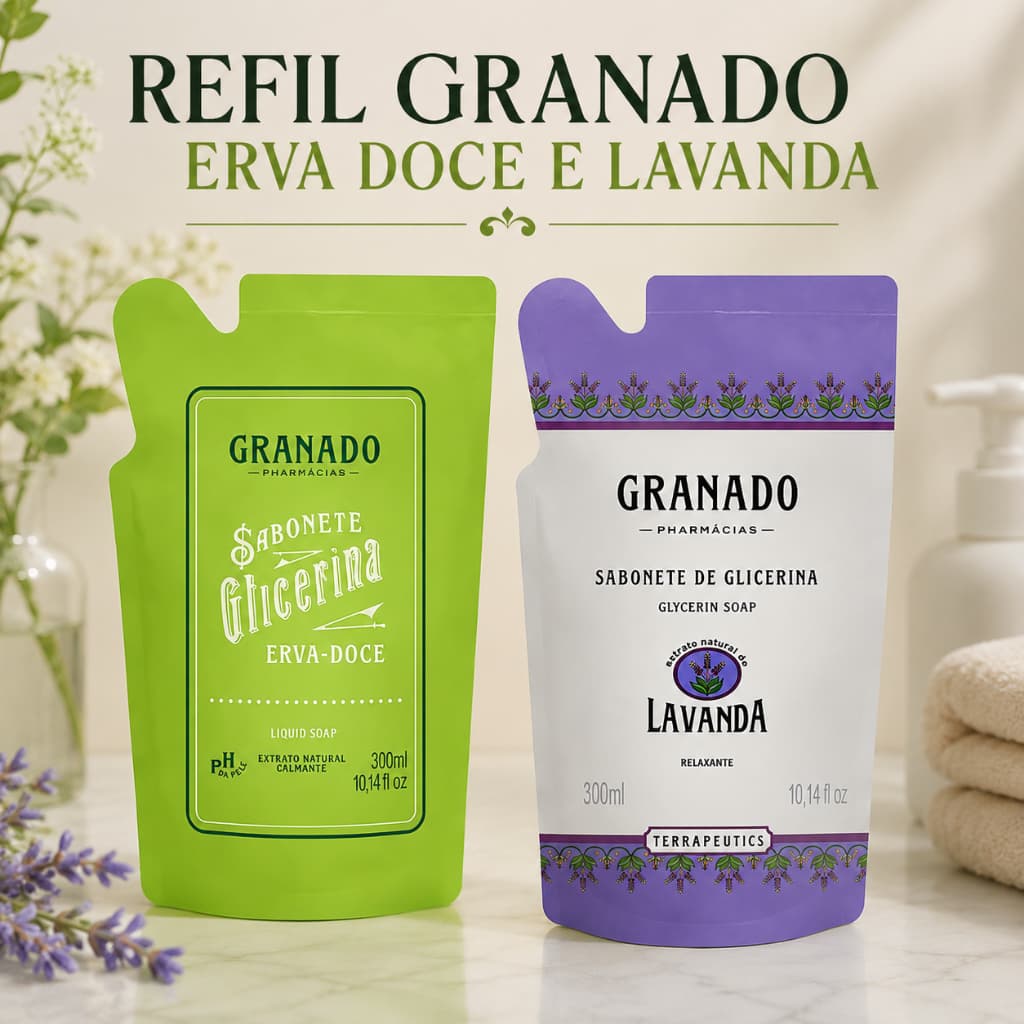Refil Sabonete Líquido Granado - 300ml - Erva Doce e Lavanda