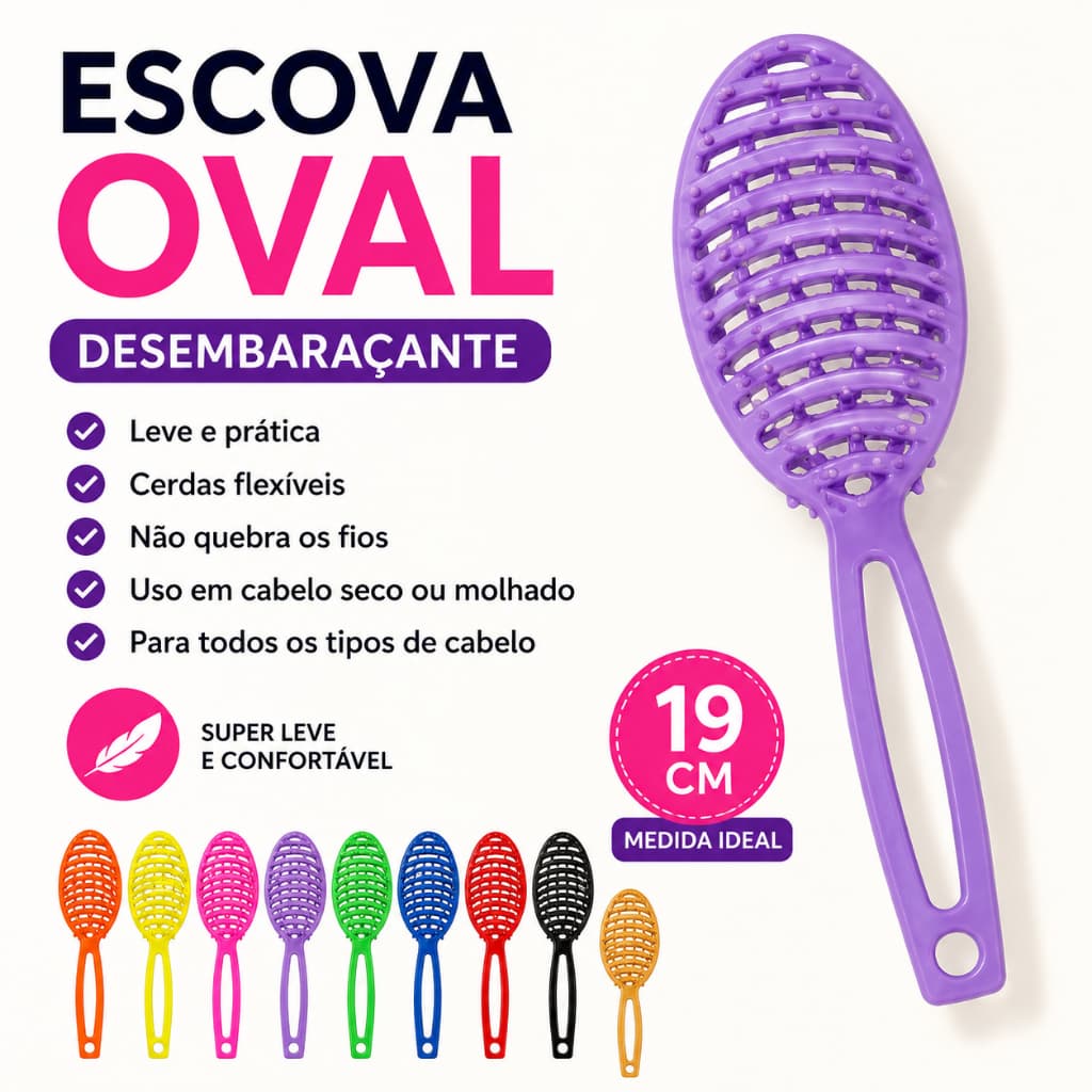 Kit Com 24 Escova Oval Escovas Leves e Práticas para Penteados, Salão de Beleza, Barbearia