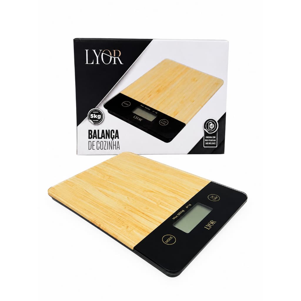 Balança de Cozinha Digital com Estampa de Bambu