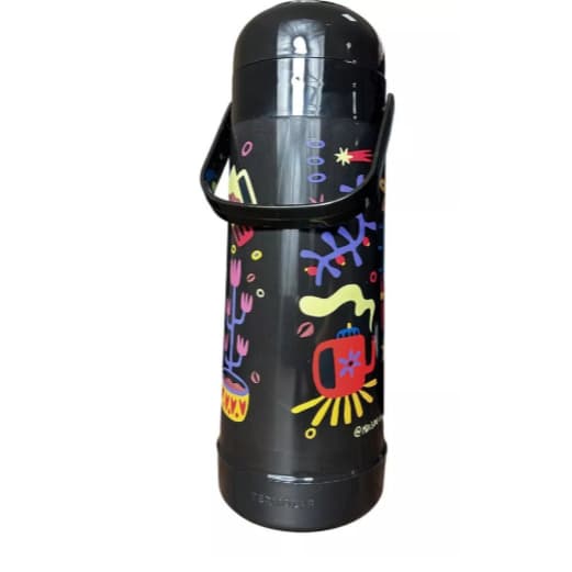 Garrafa de Café Térmica Termolar 1 Litro Magic Pump Decorada Florida 12H Quente Ampola de Vidro