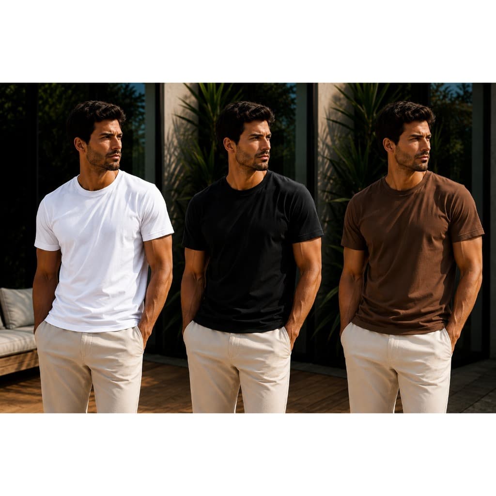 Kit 3 Camisetas Masculinas Lisas 100% Algodão Básica Premium Manga Curta Casual