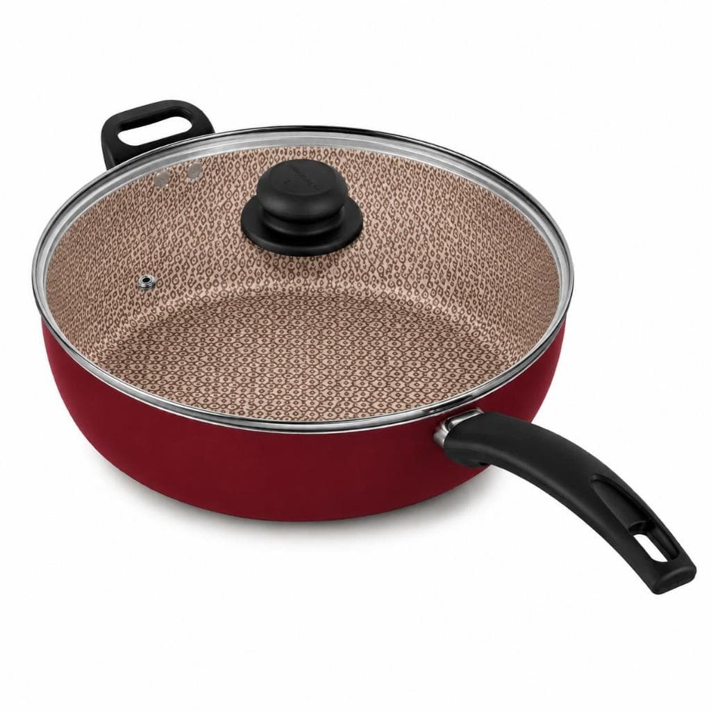 Frigideira Antiaderente Wok 32 Cabo Alça Cereja Bege