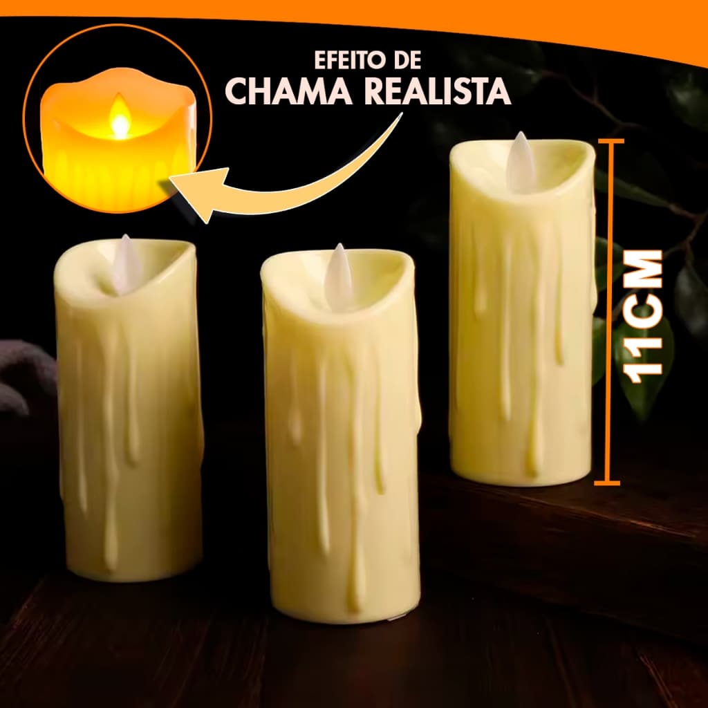 Kit 4 a 12 Velas Led Derretida Com Movimento Eletrônica Com Pilha Lampada Importadora Util