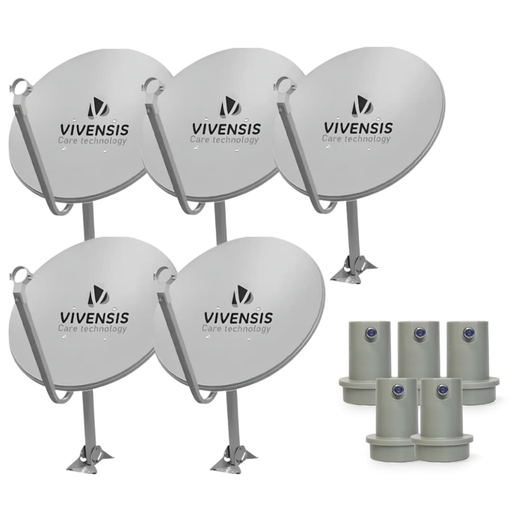 Kit 5 Antena Vivensis Digital Parabolica 60cm Ku 5g + 5 Lnbf
