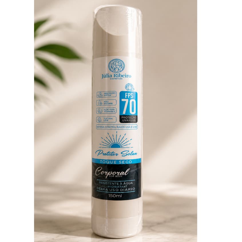 Protetor Solar rosto e corpo FPS 70 150ML  Proteção UVA e UVB de alta proteção com touqe seco