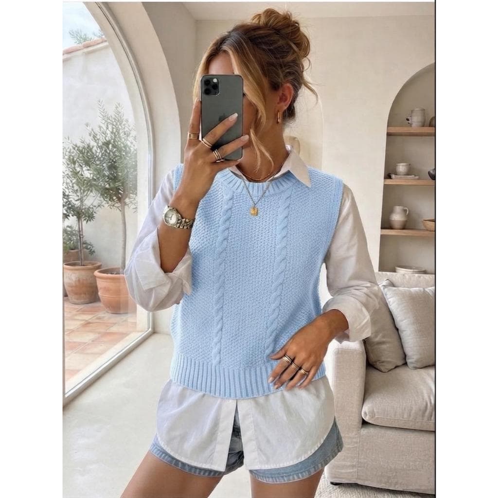 Coletinho Feminino De Tricot Trançado Texturizado  Golinha Alta Modal Premium